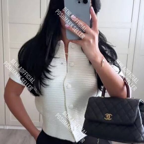 NWT ZARA CHUNKY KNIT PETER PAN COLLAR CARDIGAN - Picture 7 of 12